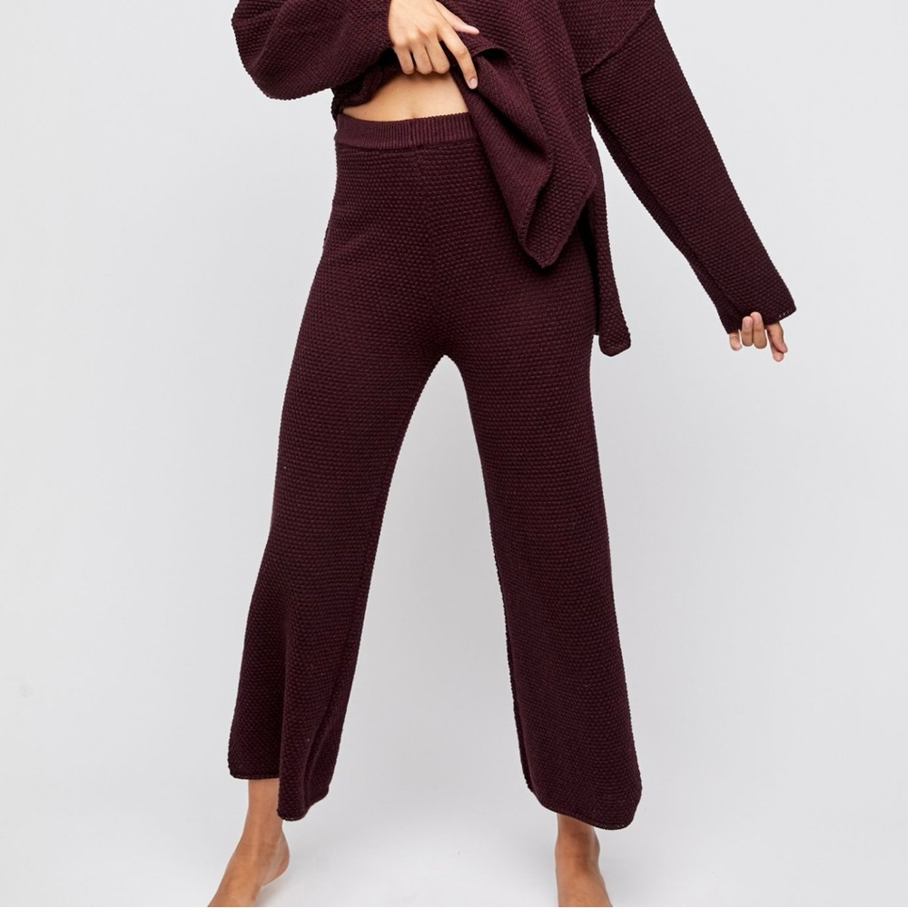 Free People Beach Hailee Sweater Pants Mulberry Red XS